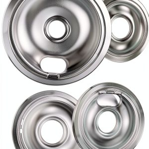 Blutoget Chrome Drip Pans Kit for Whirlpool Electric Range – 8" & 3×6"-0