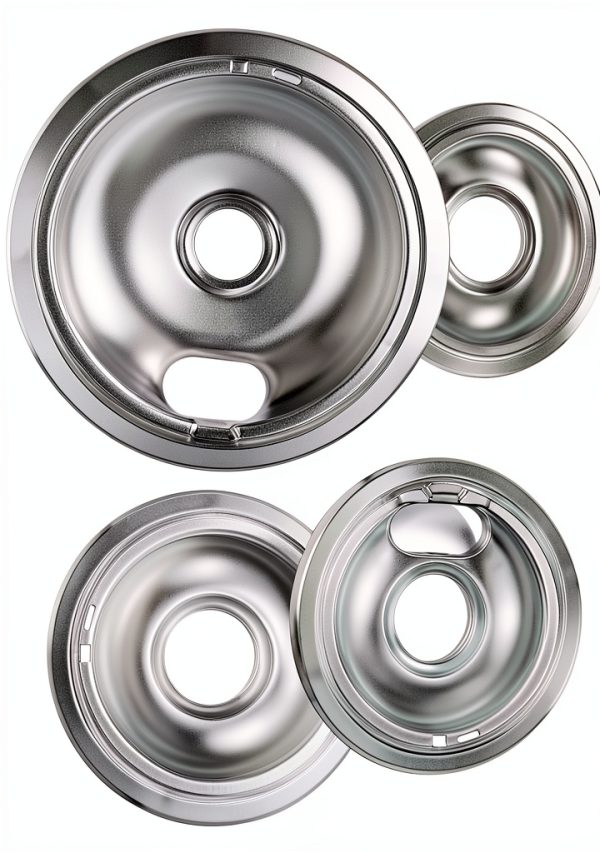 Blutoget Chrome Drip Pans Kit for Whirlpool Electric Range – 8" & 3×6"-0