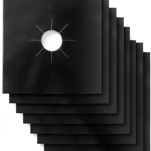 Stove Burner Covers YRYM HT Black 10.6" x 10.6" Non-Stick Reusable-0